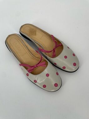 Kaju By A.G. Giraudon Pink & White Slip On Polkadot Bow Ballet Flats Slip Ons